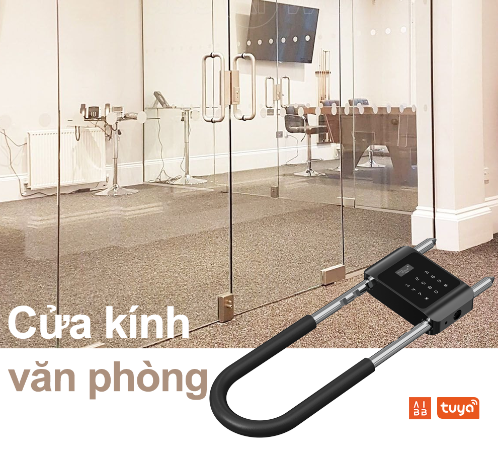 Khoá cửa thông minh cho cửa kính đôi tay nắm đôi